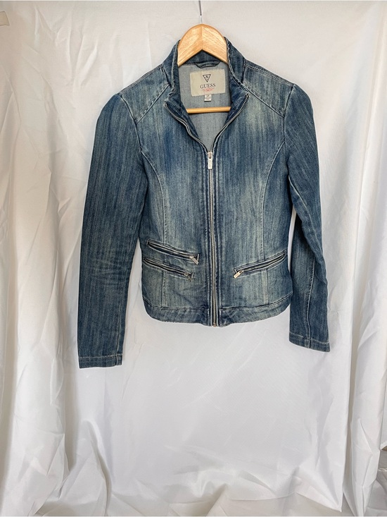 Guess Jackets & Blazers - GUESS Light Blue Washed Denim Zip Jacket